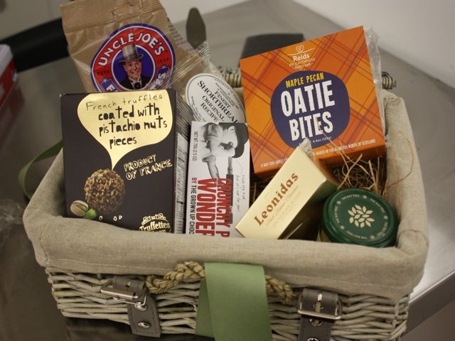 Ahh the holiday gift basket, may you never, ever change. This one from NDN was chock full of snacks like shortbread cookies, oat balls, lemon drops and chocolate bars. Don't mind if we do...